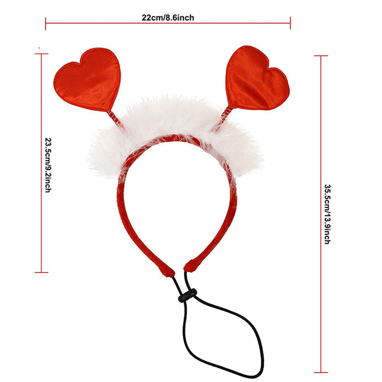 2025 Valentine's Day Pets Costume Valentine's Day Headband Ruffle Collar Set