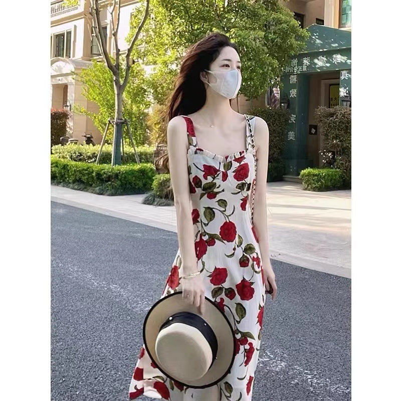 Ladies Suspender Dress Tea Break Rose