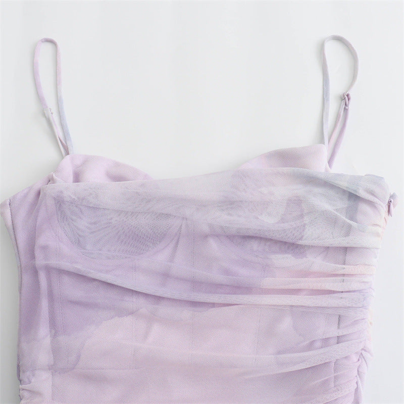 Summer New Printed Slim Strap Dress