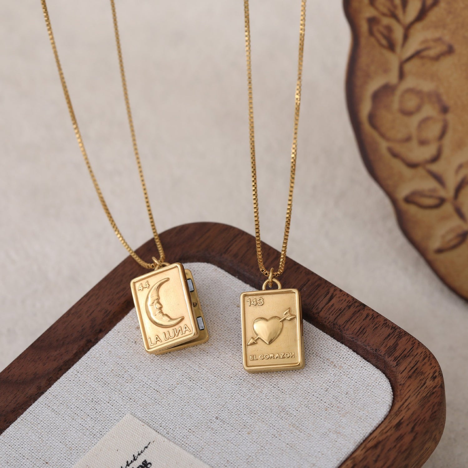 Titanium Steel Crescent Moon Heart Photo Frame Necklace