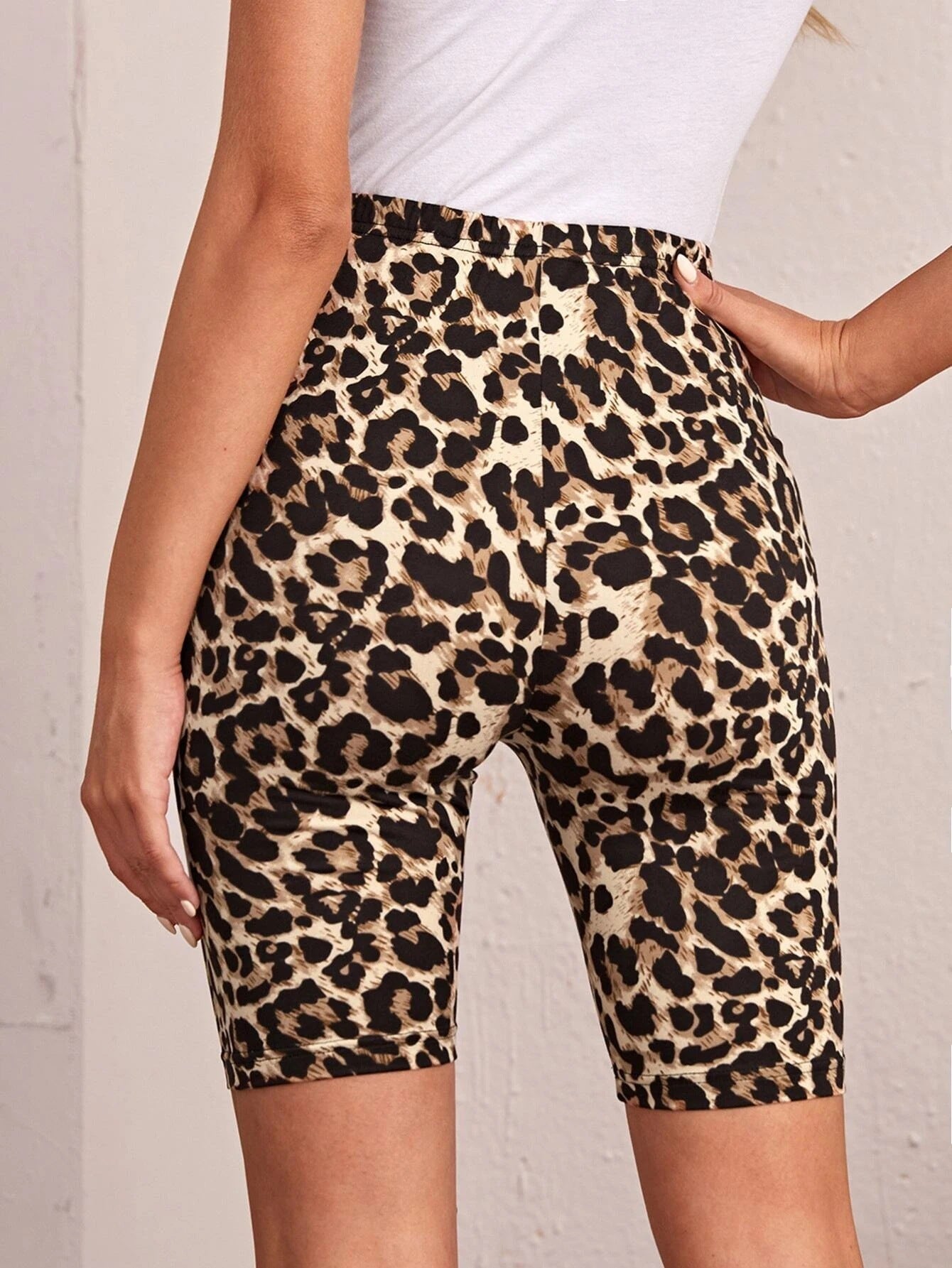 High Waist Tight Leopard Print Shorts Slim Elastic Leggings