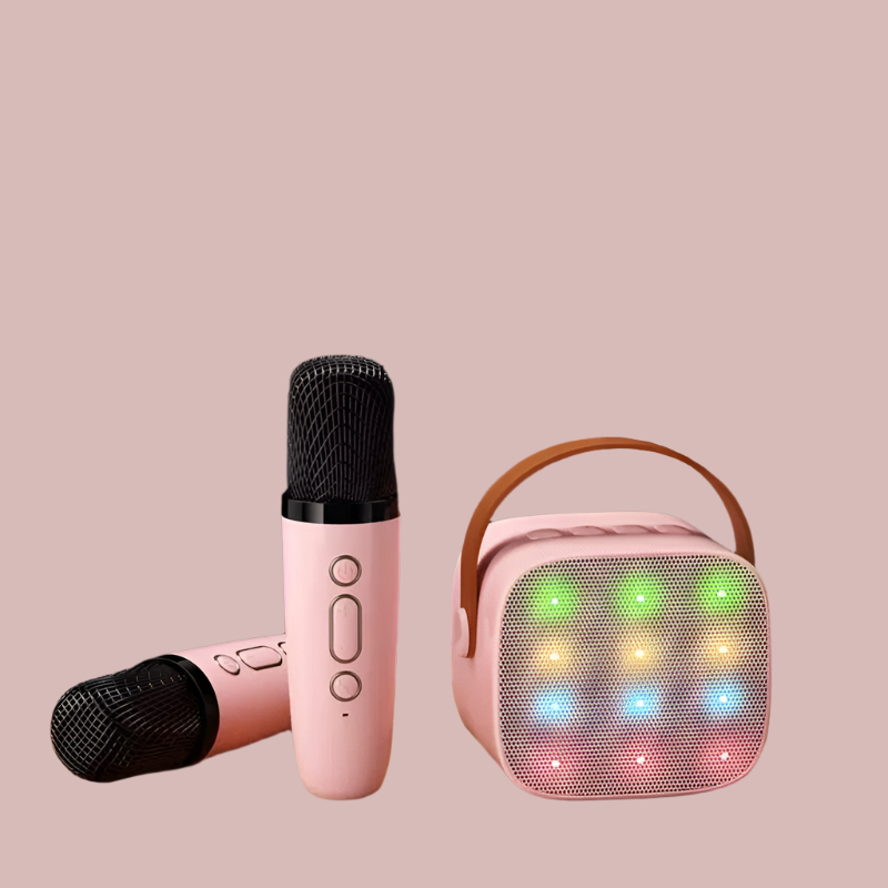 Colored Lights Mini Bluetooth Speaker With Microphone Suit Children Singing Wireless Microphone