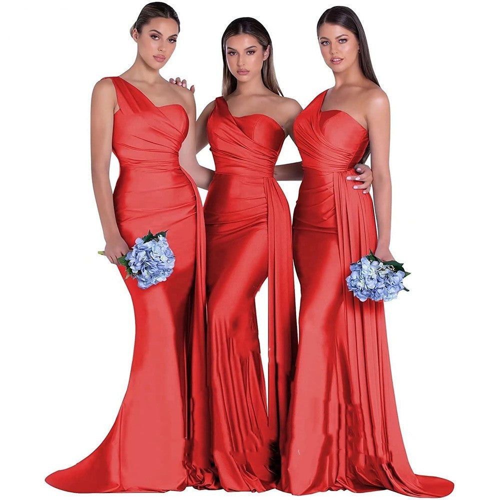 Plus Size Mermaid One Shoulder Elegant Bridesmaid Dress