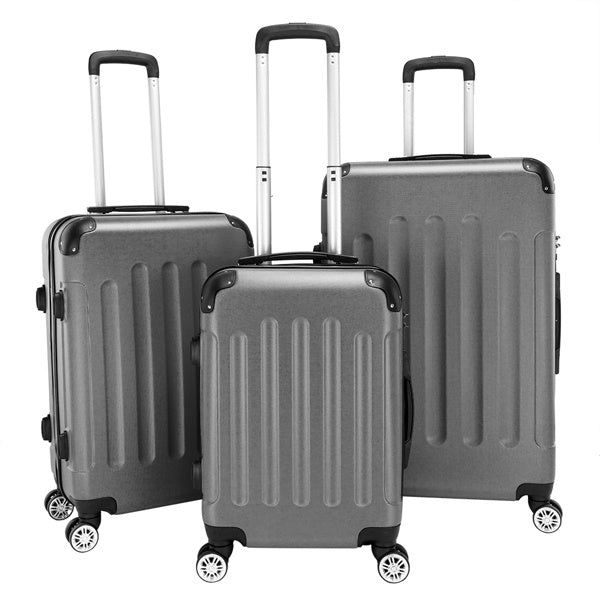 Silver Grey Hard Case Suitcase Luggage Set, 20in 24in 28in