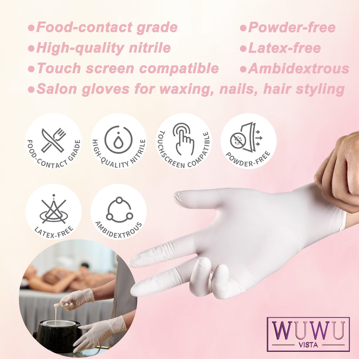 WUWUVISTA 30 Pairs Individually Packaged Disposable Nitrile Gloves New Food Grade TPE Latex Gloves Non-Slip Gloves Wax Accessories