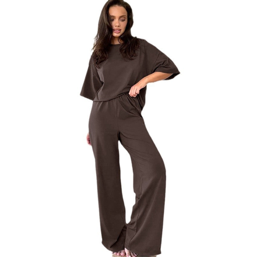 Women's Knitted Half Sleeve Shirt Trousers Pajamas