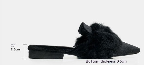 Closed Toe Half Slippers Women's Fur Pointed Mink Fur Fashion Outerwear