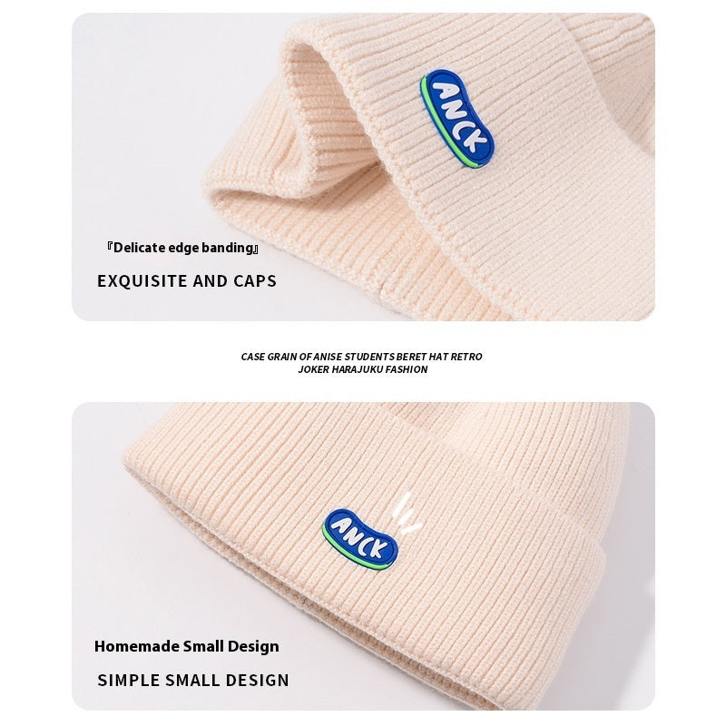 Beige Woolen Cap Women's Hat Ins