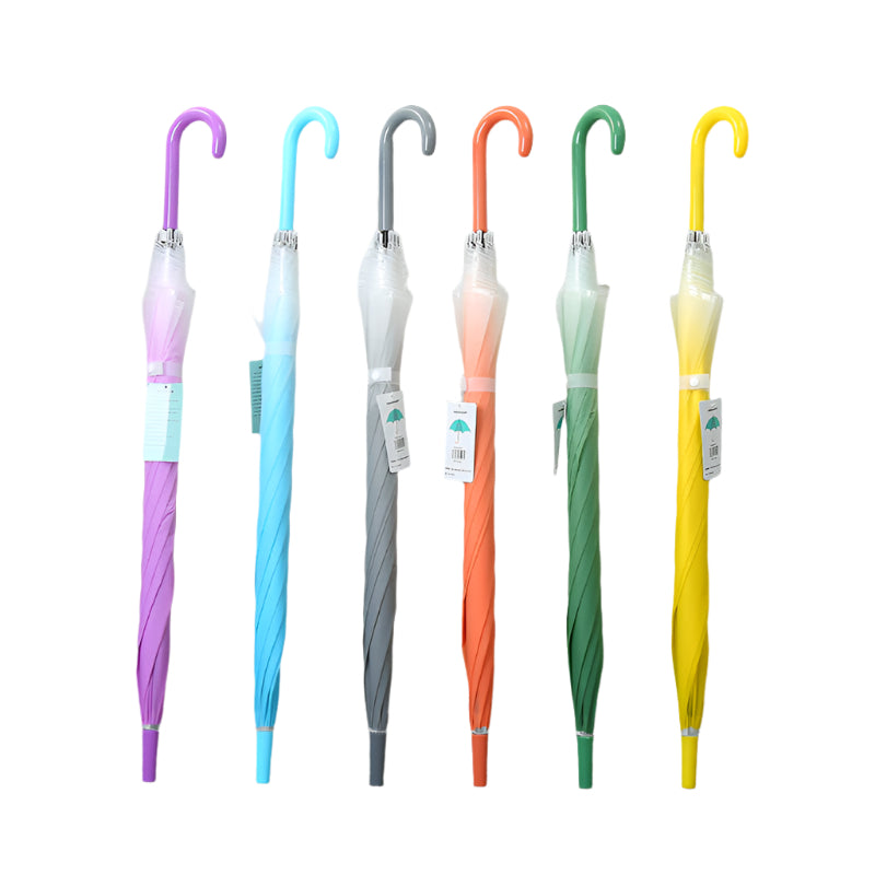 Long Handle Transparent Color Gradient Straight Umbrella Frosted Film Dance Umbrella