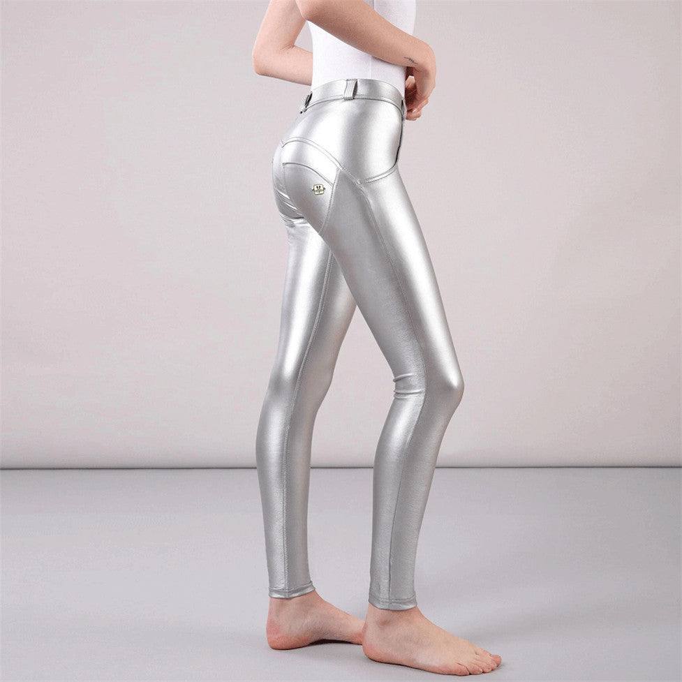 Silver Faux Leather Pants