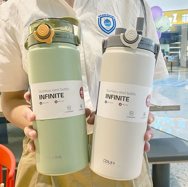 New Thermal Pot Water Cup Large Capacity Straw Direct Drink Outdoor Travel Stainless Steel Kettle