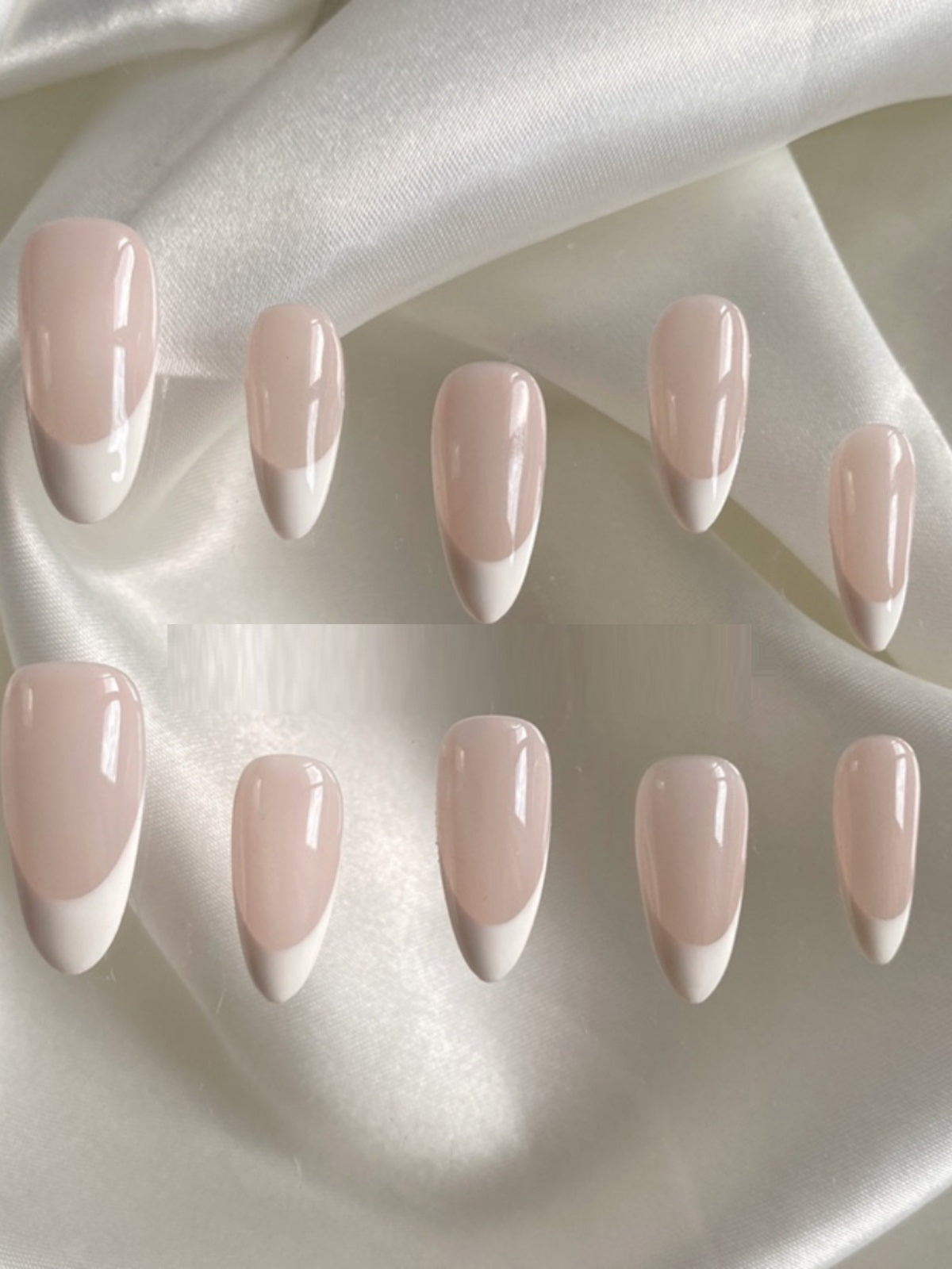 Almond Shape French Manicure Nail Set