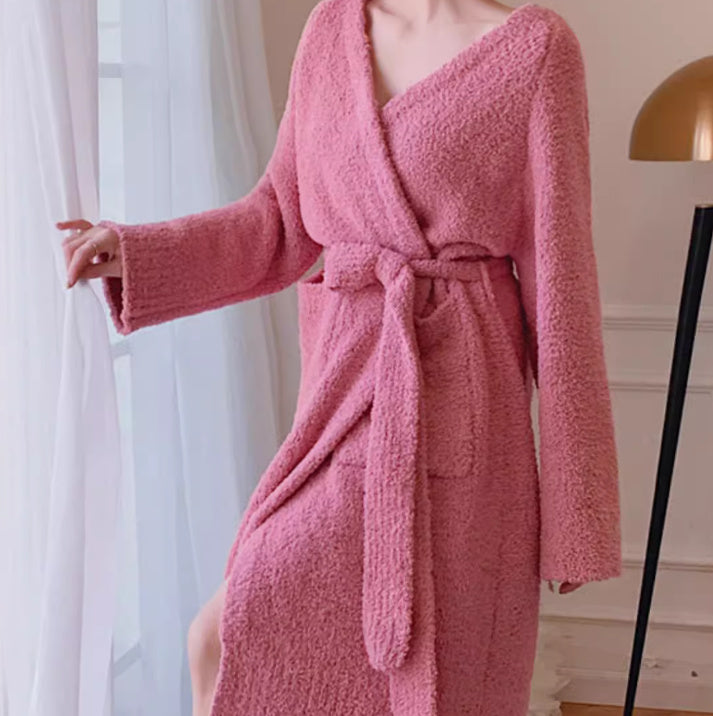 Fuzzy Pink Chenille Robe