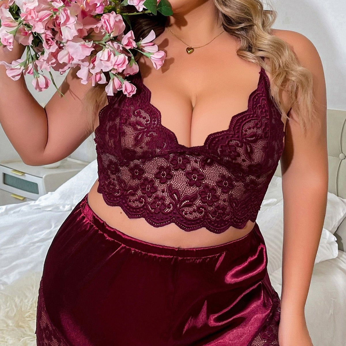 Women's Season Lace Strap Plus Size Two-piece Suit Underwear