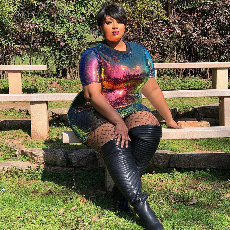 Summer Ladies Clothing Party Club Sequin Dress