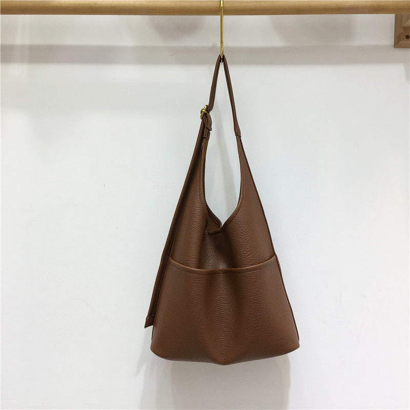 Simple Easy Matching Tote Bag Soft Leather Large Capacity Shoulder Bag