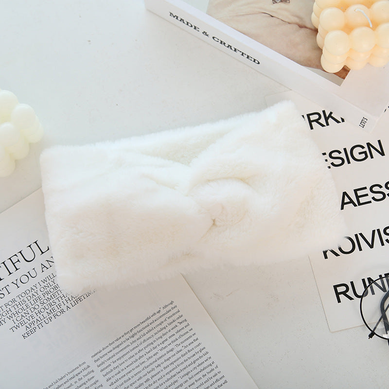 Warmth Elastic Knotted Headband Plush Wide Headband Headscarf Women