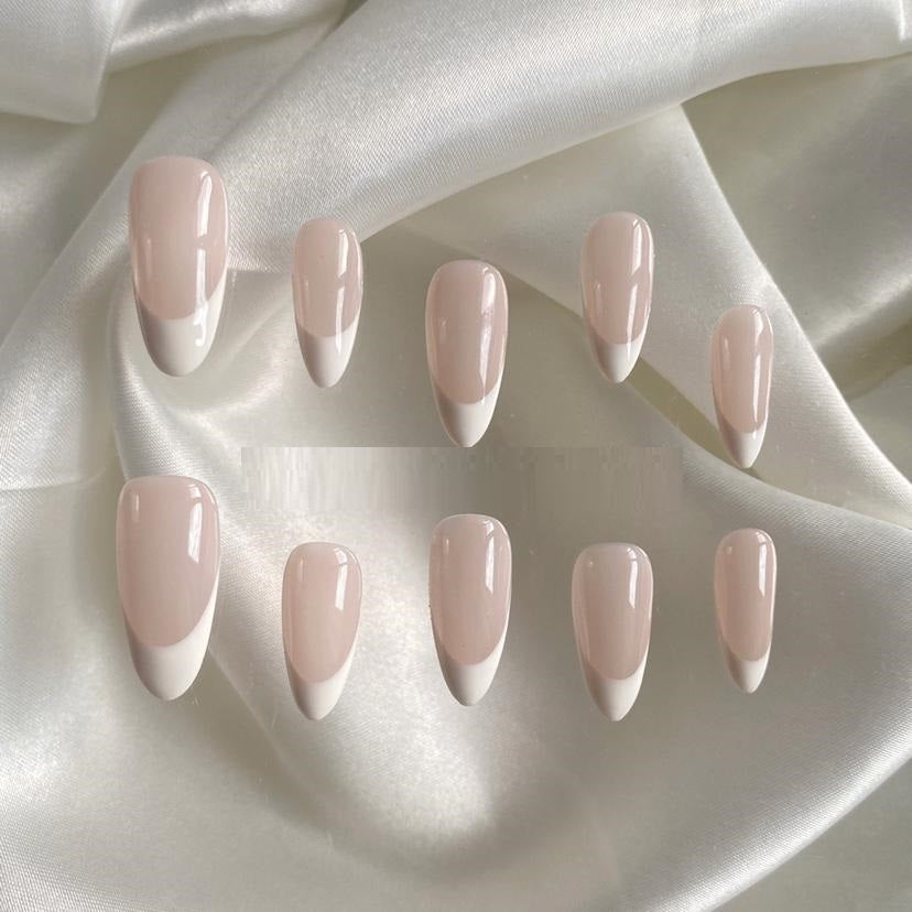 Almond Shape French Manicure Nail Set