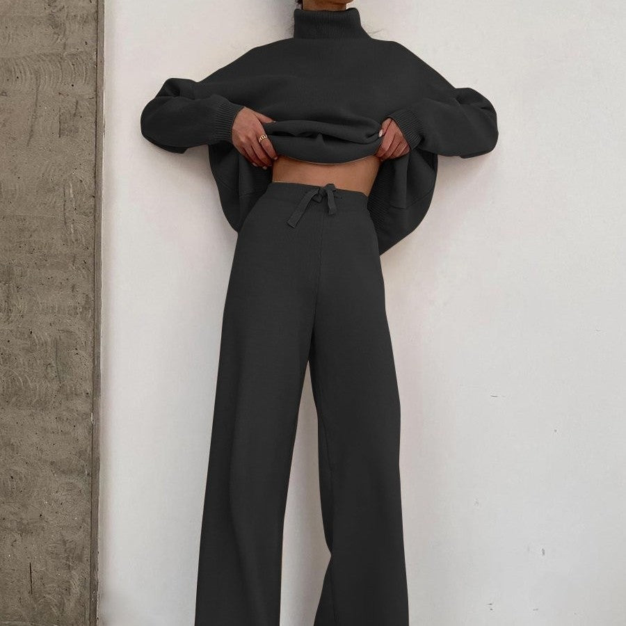 Solid Knit Cotton Loose Fit Casual Set