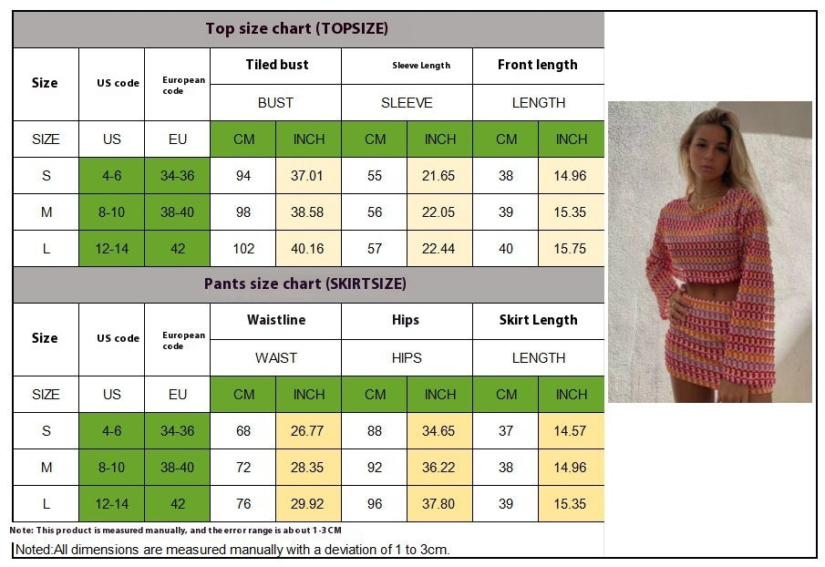 Lace Midriff Outfit Bell Sleeve Top Hip Skirt Suit HY120