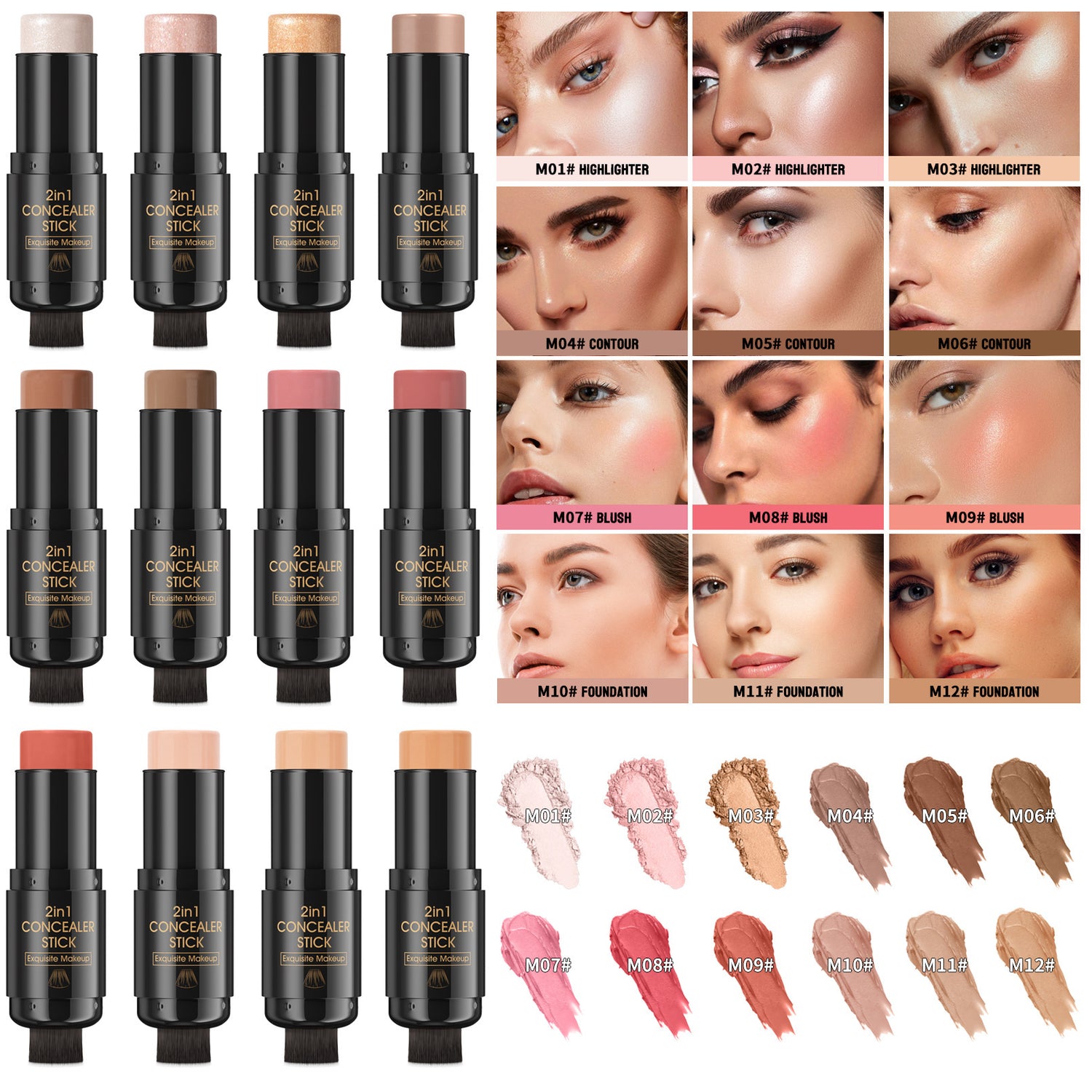 Highlight Blush Double-headed Contour Stick With Brush