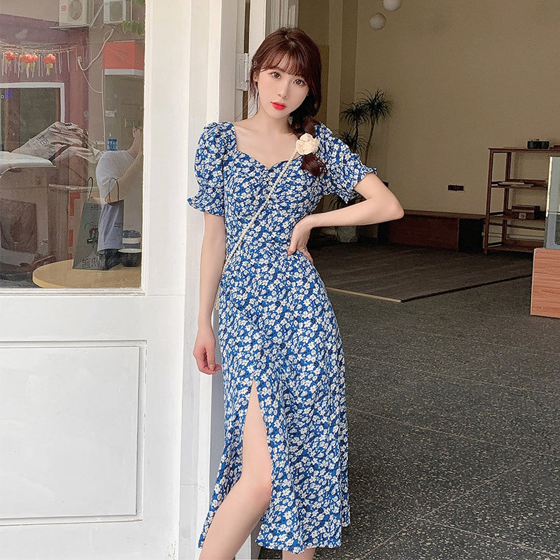 Blue Flower First Love Dress Tea Break Summer Dress
