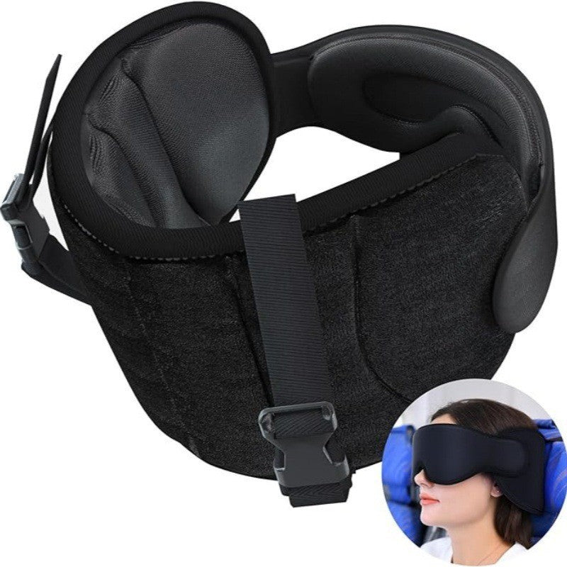 Memory Foam Travel Pillow with Built-in Eye Mask