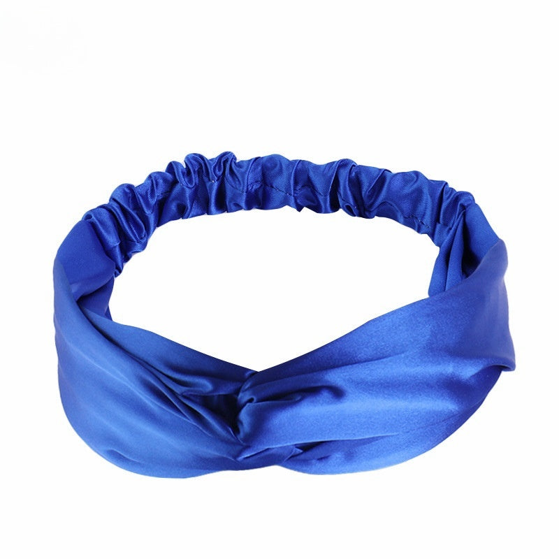 Artificial Silk Cross Headband Hair Band Hair Care Cover Elastic Satin Headband