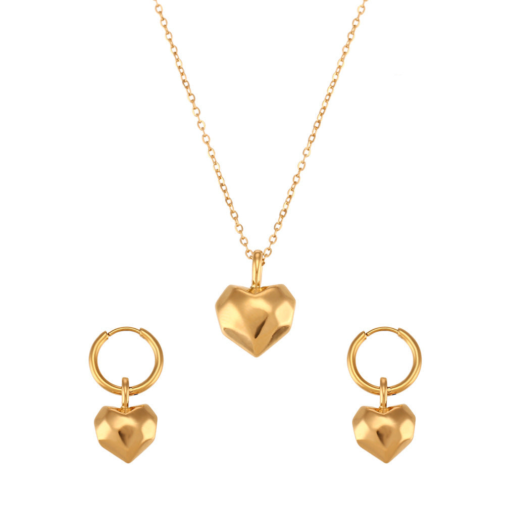 European And American Ins Fashion Simple And Light Luxury Earrings Stainless Steel Solid Cut Chocolate Love Pendant Necklace