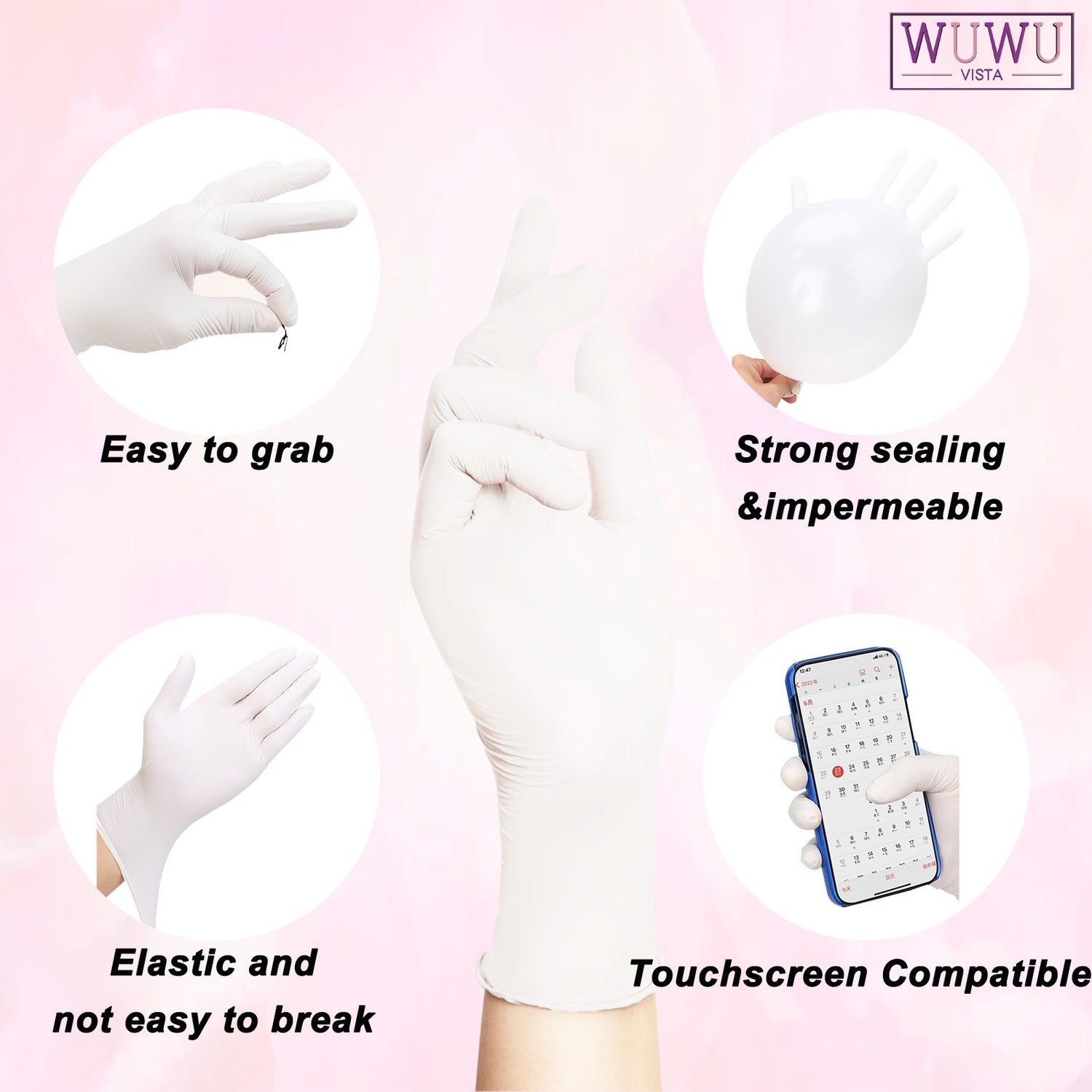 WUWUVISTA 30 Pairs Individually Packaged Disposable Nitrile Gloves New Food Grade TPE Latex Gloves Non-Slip Gloves Wax Accessories