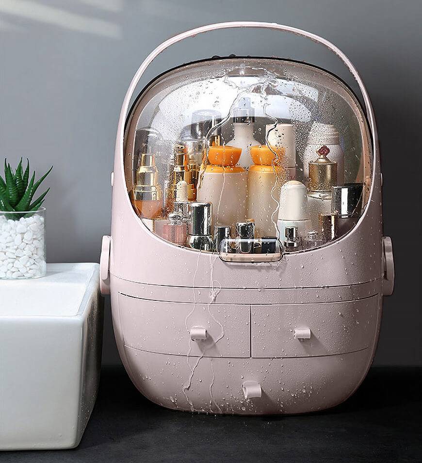 Cosmetic Storage Waterproof Dust Proof Storage Fully Open Lid