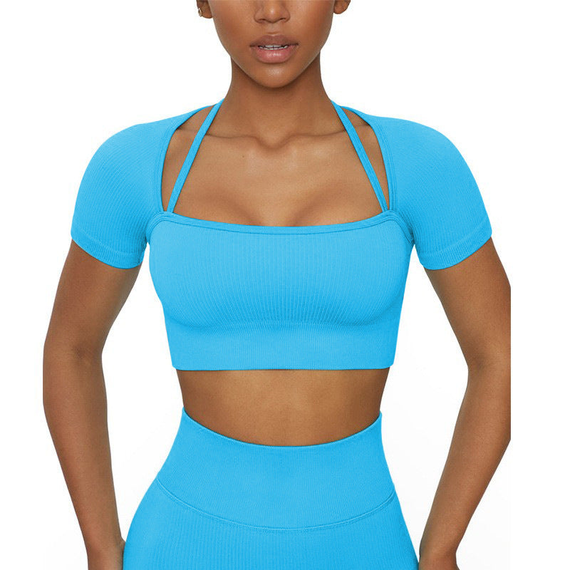 Yoga Wear Suit Running Sports Vest Beautiful Back Zipper Long Sleeve Peach Hip Fitness Shorts