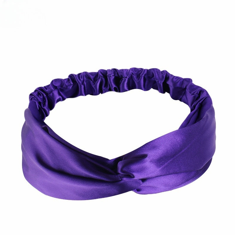 Artificial Silk Cross Headband Hair Band Hair Care Cover Elastic Satin Headband