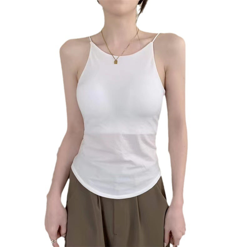 Women's French Chic Fitted Camisole with Chest Pad Liners