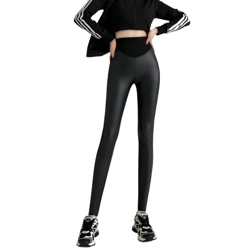 Stretch Tight Leather Pants Pu Matte Thin Velvet Weight Loss Pants Leggings