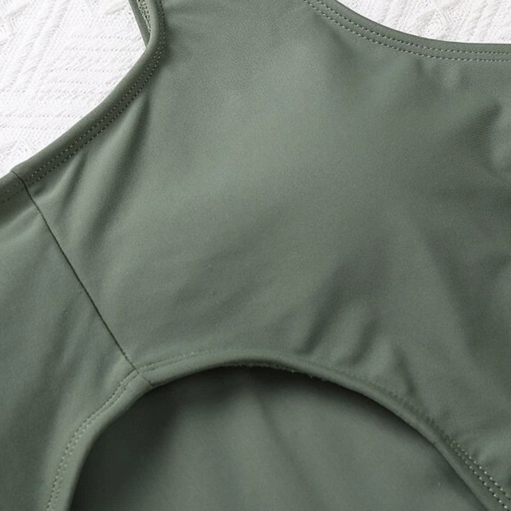 Women's Hollow-cut Color Block Modest Swimsuit