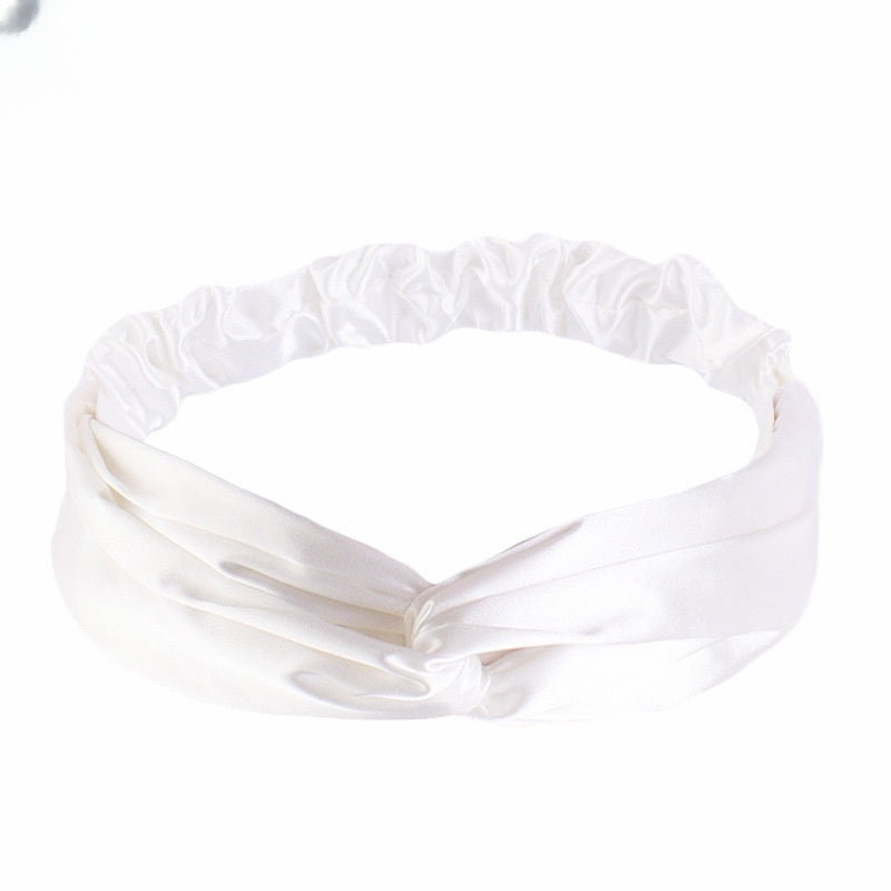 Artificial Silk Cross Headband Hair Band Hair Care Cover Elastic Satin Headband