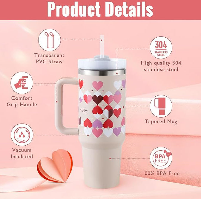 40 Oz Insulated Tumbler with Spill-Proof Lid and Drink Straw