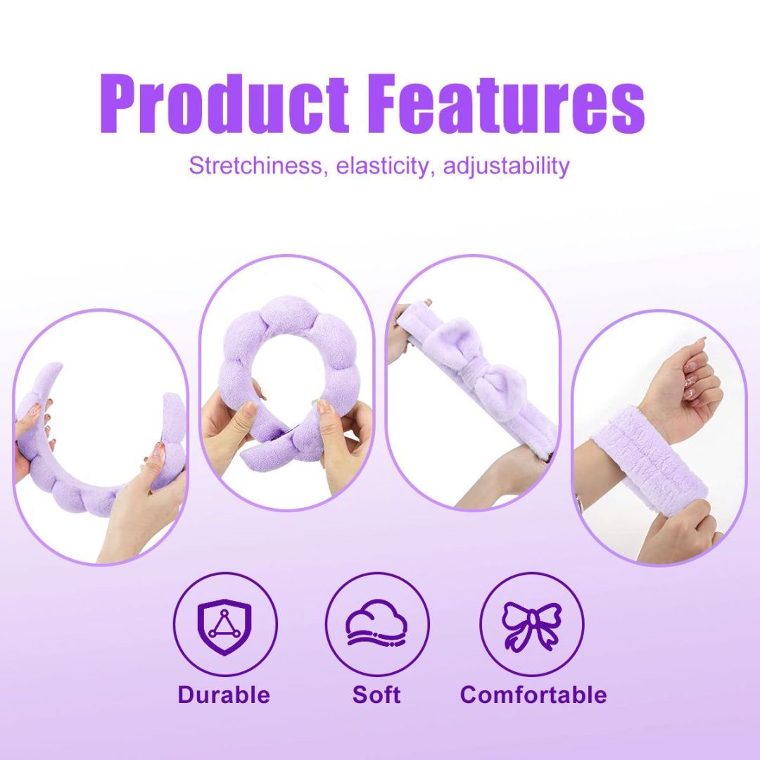 Headband Bracelet 4-piece Purple Hair Band