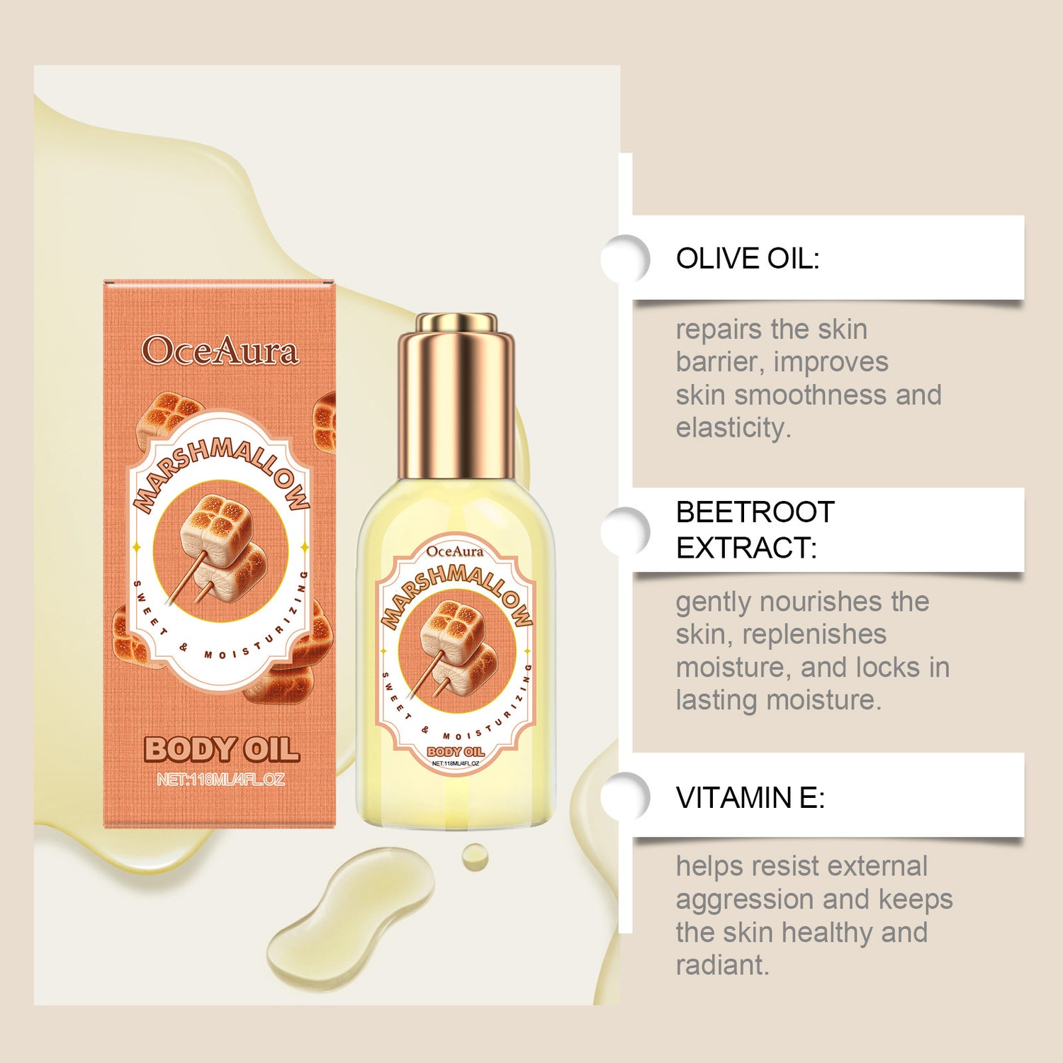 Cotton Candy Flavor Body Moisturizing Treatment Oil