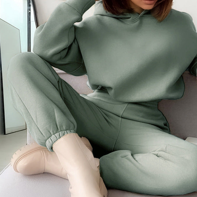 Hooded Sexy Sweater Solid Color Navel Suit Women's Clothing