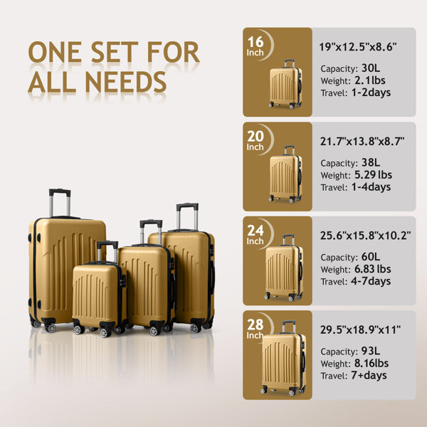 Vertical Stripe 4-Piece Luggage Set