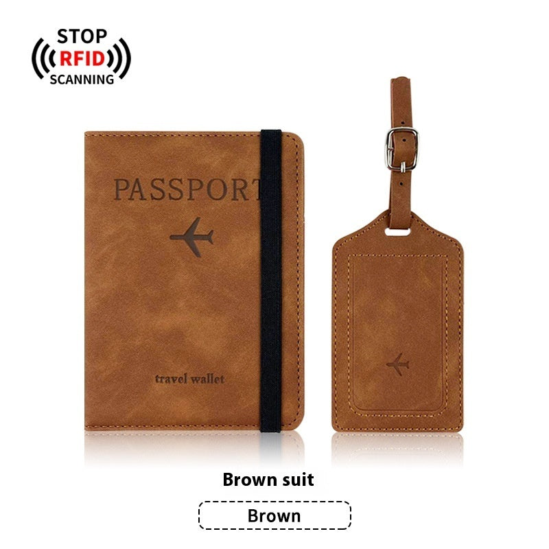 Leather Passport RFID Cover & Luggage Tag Set