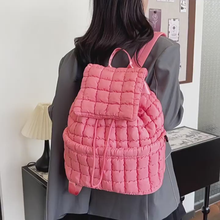 Quilted Puffy Backpack Travel Pack for Women